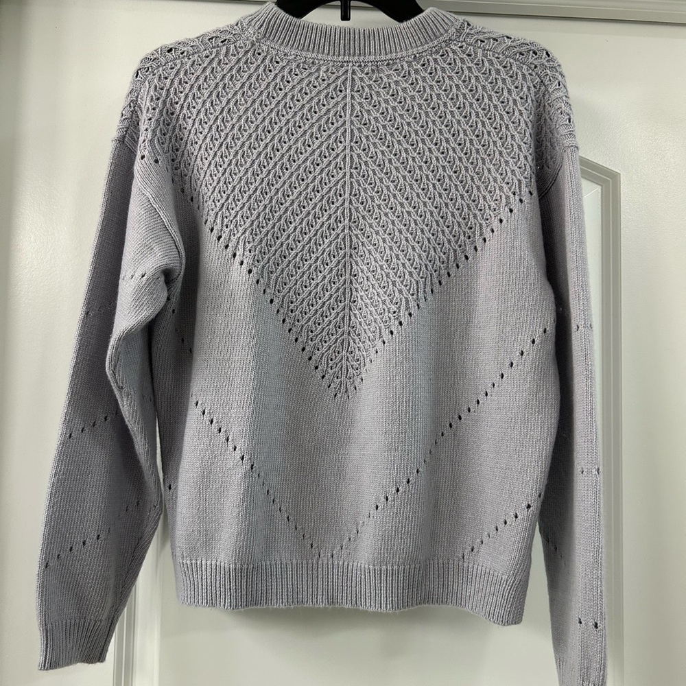 Marine Layer Olivia Crewneck Sweater Slate Blue Pointelle Knit -Size Small - Picture 5 of 9